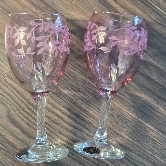 Vintage Italian CRISTALLERIA FUMO Purple Wine Goblets (Made in Italy) NWOT (2) - Picture 2 of 7